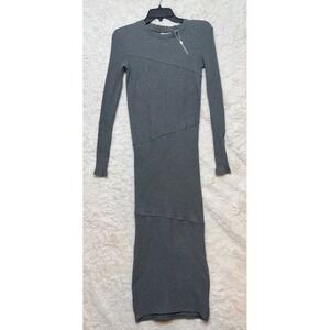 Cheap Monday Repeal‎ Dress Womens S Grey Ribbed Long Sleeve Maxi Excellent